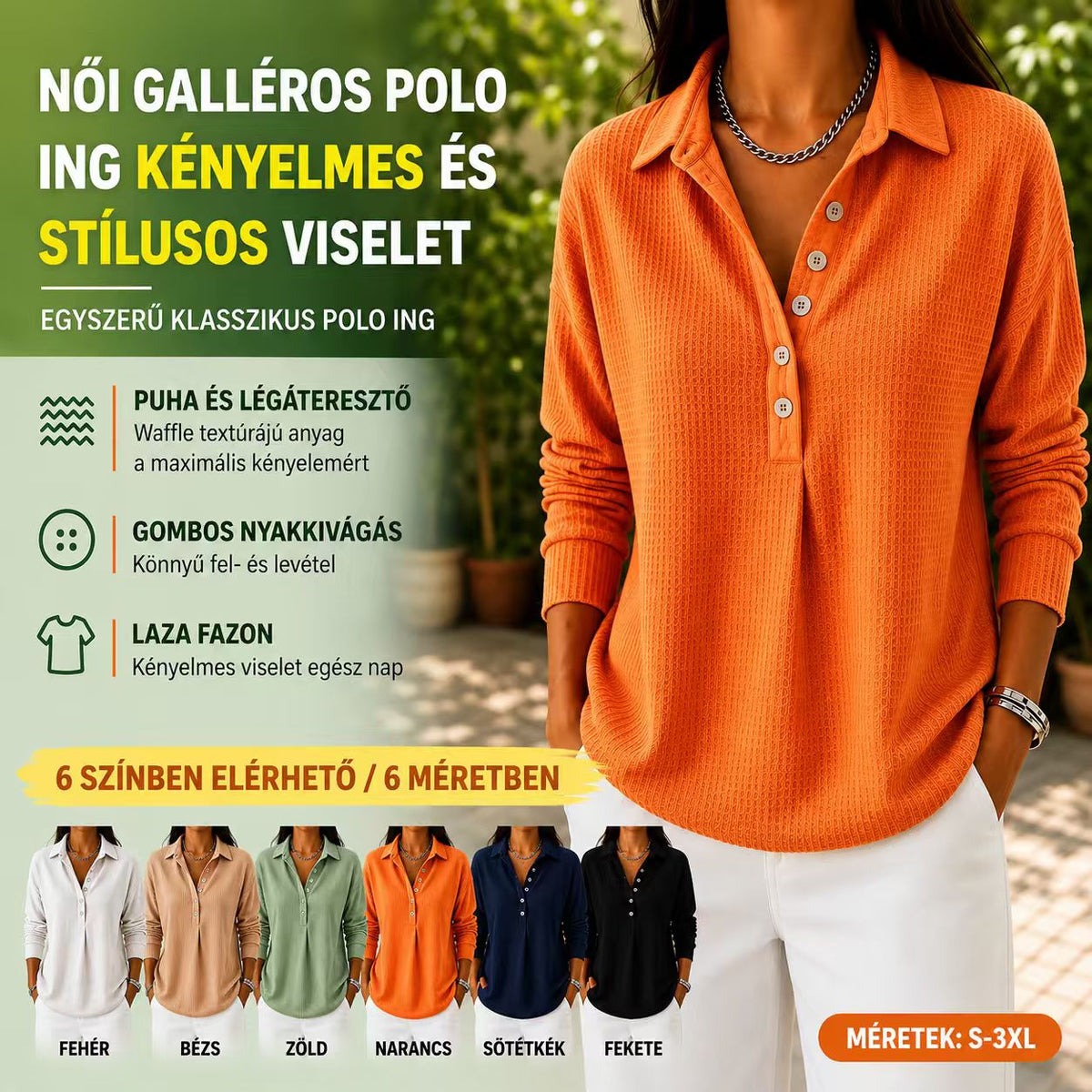 🔥 A szezon slágere: Női gofris felső gallérral – elegáns V-nyakkivágás, hosszú ujj és maximális kényelem minden napra