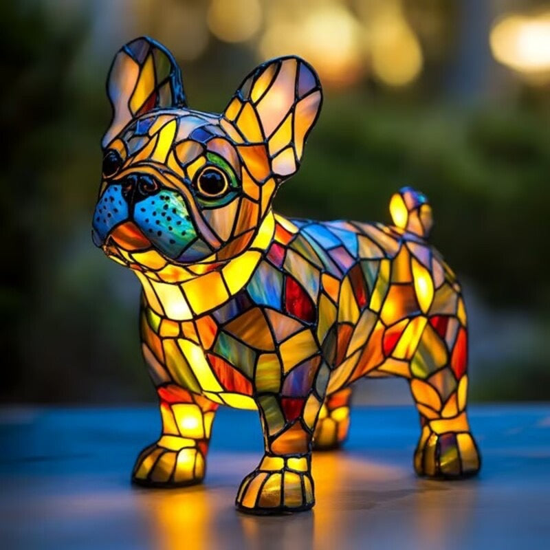 Hozd haza a művészet fényét – Hoeurva tökéletes 3D, kézzel készített színes üveg kiskutya lámpa!