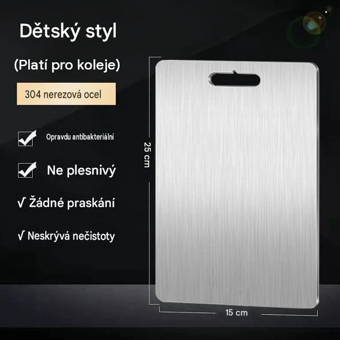 Tiszta titán konyhai vágódeszka, élelmiszeripari minőségű, foltálló és tartós, higiénikus, kíméli a kések élét és könnyen tisztítható