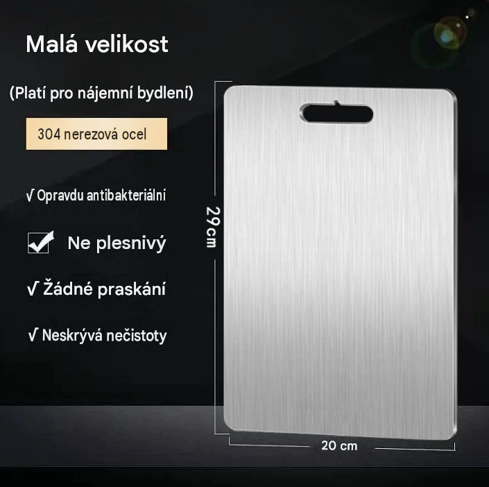 Tiszta titán konyhai vágódeszka, élelmiszeripari minőségű, foltálló és tartós, higiénikus, kíméli a kések élét és könnyen tisztítható