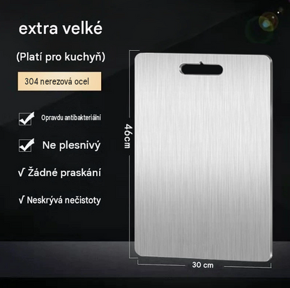 Tiszta titán konyhai vágódeszka, élelmiszeripari minőségű, foltálló és tartós, higiénikus, kíméli a kések élét és könnyen tisztítható