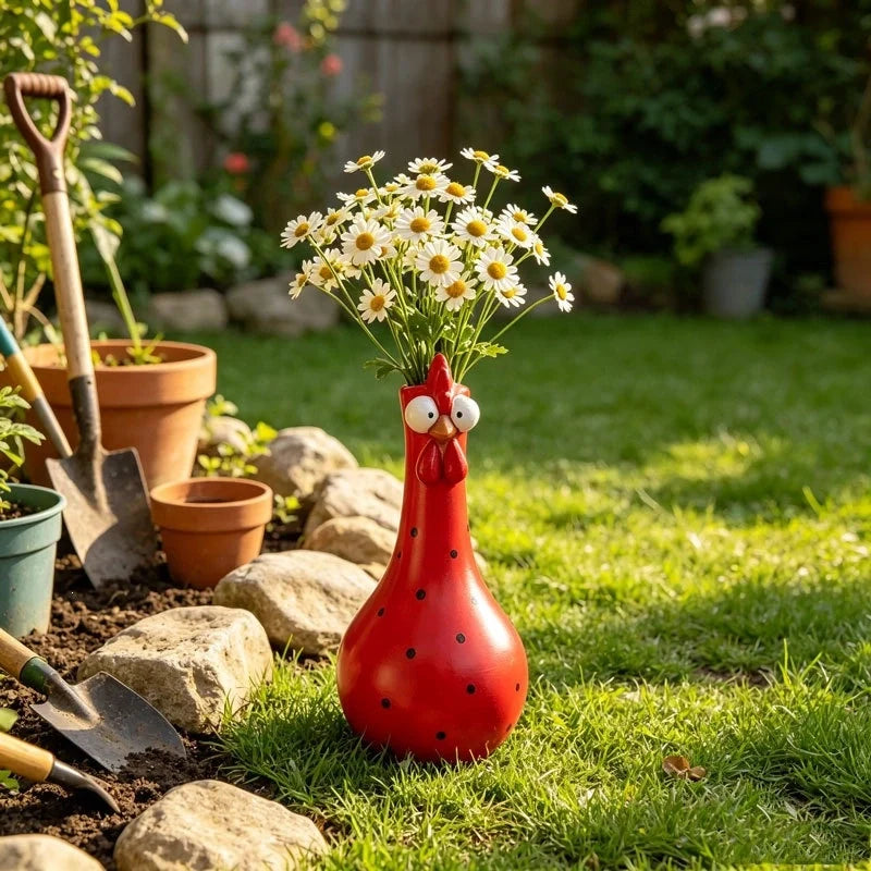 🐔 Aranyos kerámia váza tyúk alakban – különleges dekoráció virágokhoz és otthonos hangulathoz