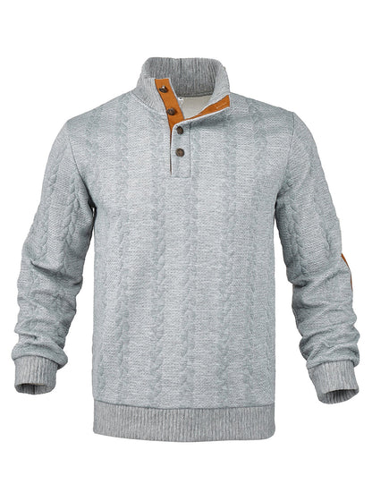 🔥 Luxus férfi kötött pulóver Henley gallérral és elegáns hímzéssel – kényelmes stílus minden napra