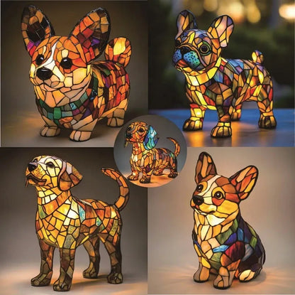 Hozd haza a művészet fényét – Hoeurva tökéletes 3D, kézzel készített színes üveg kiskutya lámpa!
