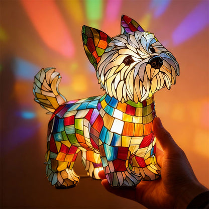 Hozd haza a művészet fényét – Hoeurva tökéletes 3D, kézzel készített színes üveg kiskutya lámpa!