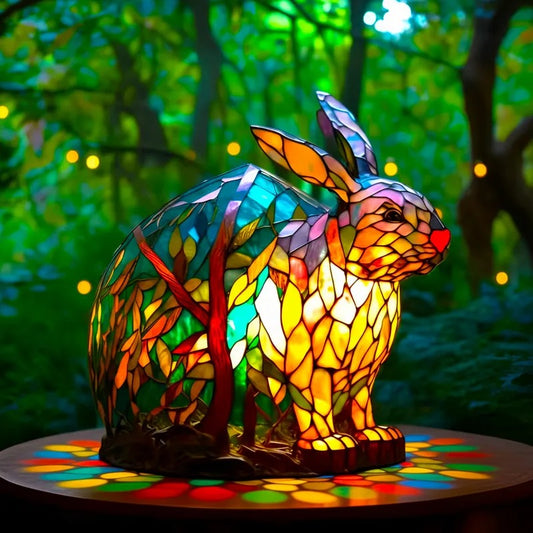 Hoeurva üvegmozaik lámpa erdei nyuszi stílusban 🐰✨