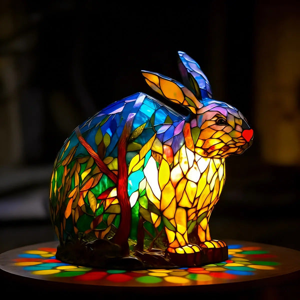 [🎉Tagoknak exkluzív ajánlat]Hoeurva üvegmozaik lámpa erdei nyuszi stílusban 🐰✨