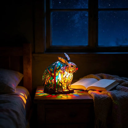 [🎉Tagoknak exkluzív ajánlat]Hoeurva üvegmozaik lámpa erdei nyuszi stílusban 🐰✨