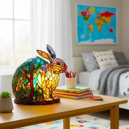 [🎉Tagoknak exkluzív ajánlat]Hoeurva üvegmozaik lámpa erdei nyuszi stílusban 🐰✨