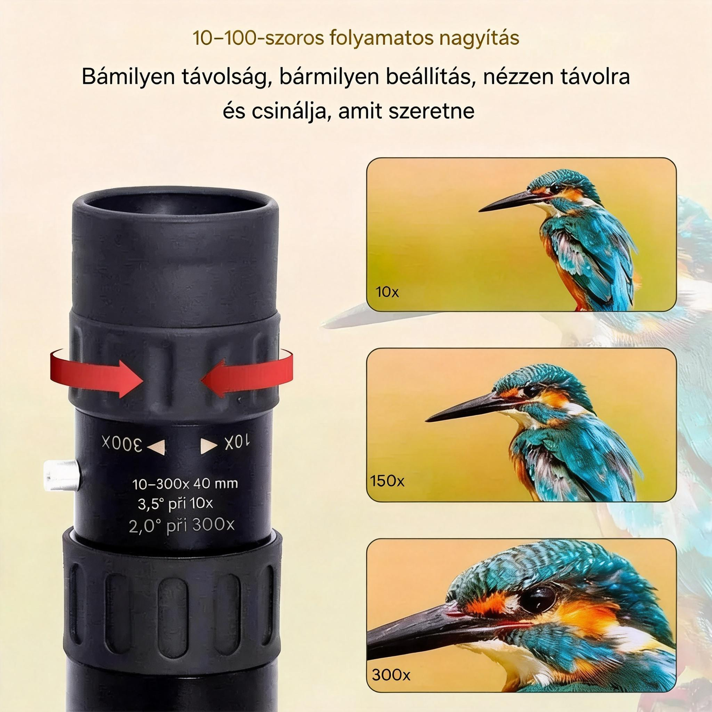 [🎉Tagoknak exkluzív ajánlat]10–300× zoom HD hordozható, nagy teljesítményű távcső hosszú távú megfigyeléshez, kifejezetten égitestek és csillagképek megfigyelésére tervezve