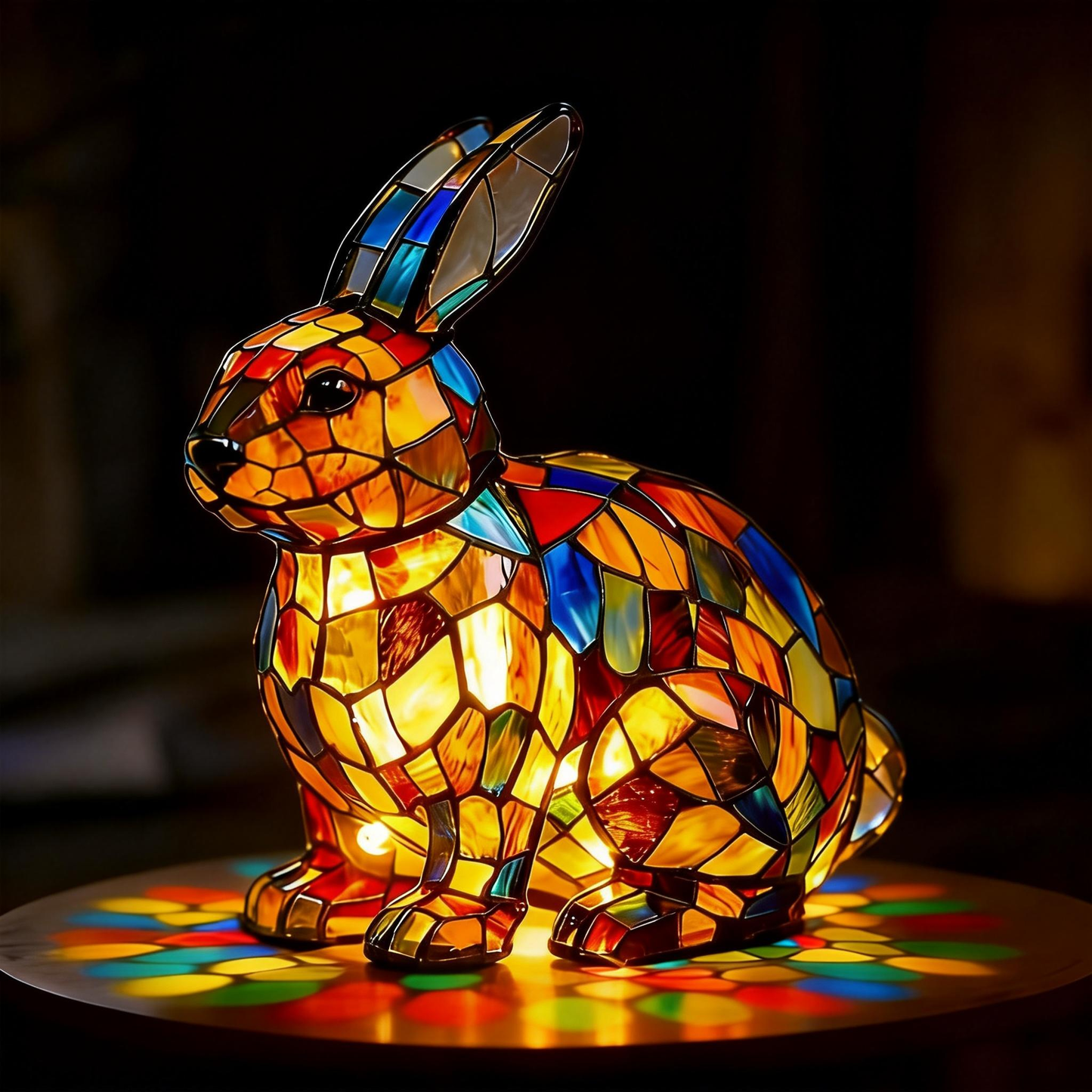 [🎉Tagoknak exkluzív ajánlat]Hoeurva üvegmozaik lámpa erdei nyuszi stílusban 🐰✨