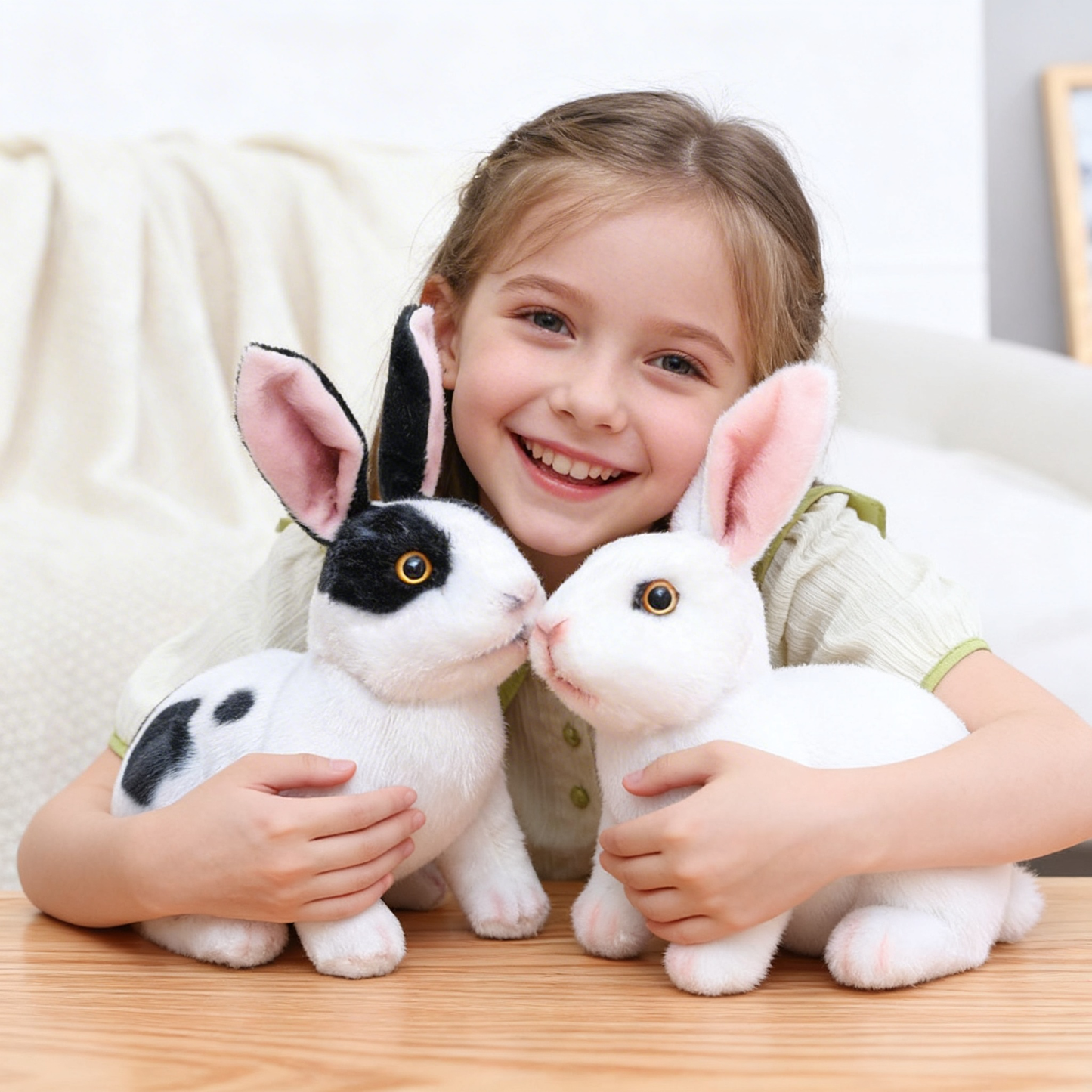 [🎉Tagoknak exkluzív ajánlat]Hoeurva élethű plüss nyuszi 🐰 – aranyos, puha és megnyugtató társ a nyugodt alváshoz, a legjobb ajándék babáknak