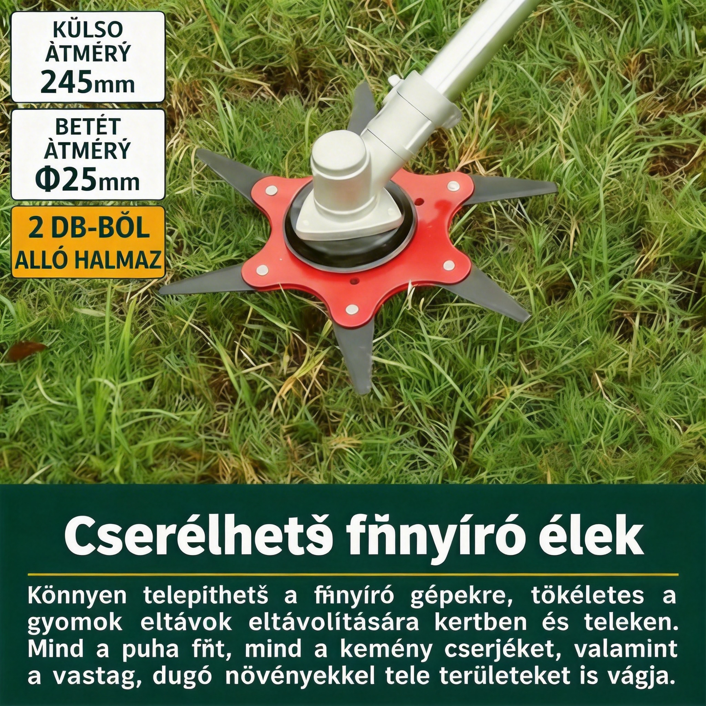 [🎉Tagoknak exkluzív ajánlat]Megerősített és tartós univerzális 6 pengés fűnyíró kés 🌿 erős fű- és bozótvágás, éles és hatékony 💪🔥