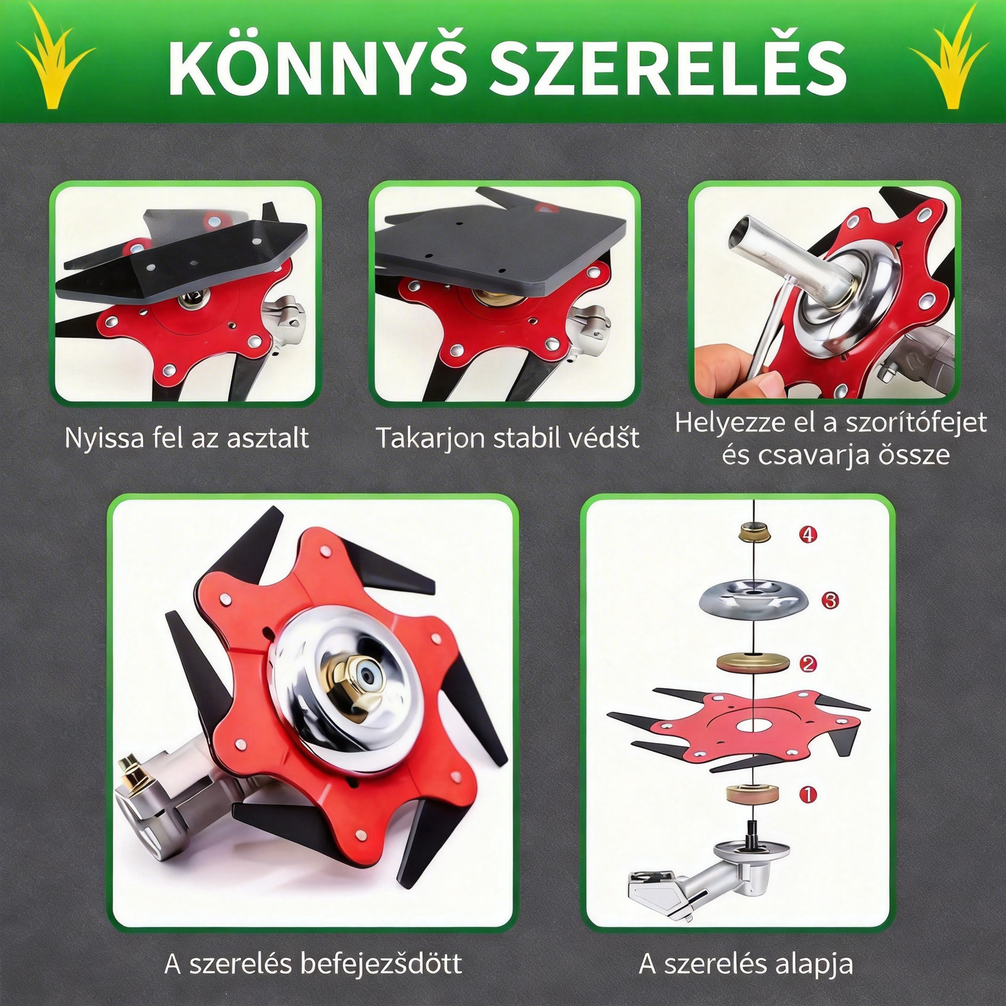[🎉Tagoknak exkluzív ajánlat]Megerősített és tartós univerzális 6 pengés fűnyíró kés 🌿 erős fű- és bozótvágás, éles és hatékony 💪🔥