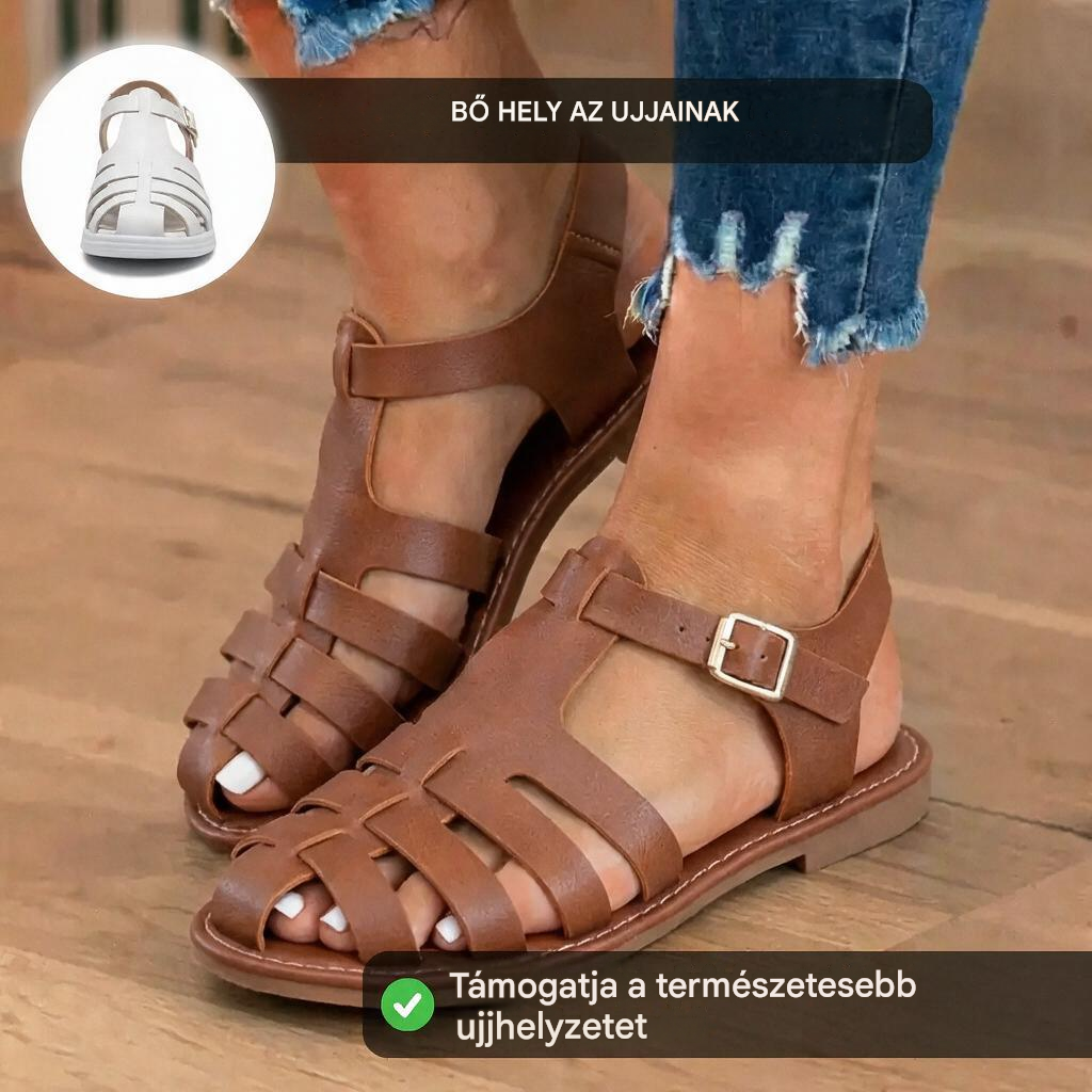 💥 Kényelmes ortopéd bőr szandálok praktikus csatos rögzítéssel