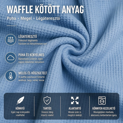 🔥 Férfi cipzáras kapucnis pulóver – kényelmes waffle pulóver mindennapi viselethez és sporthoz