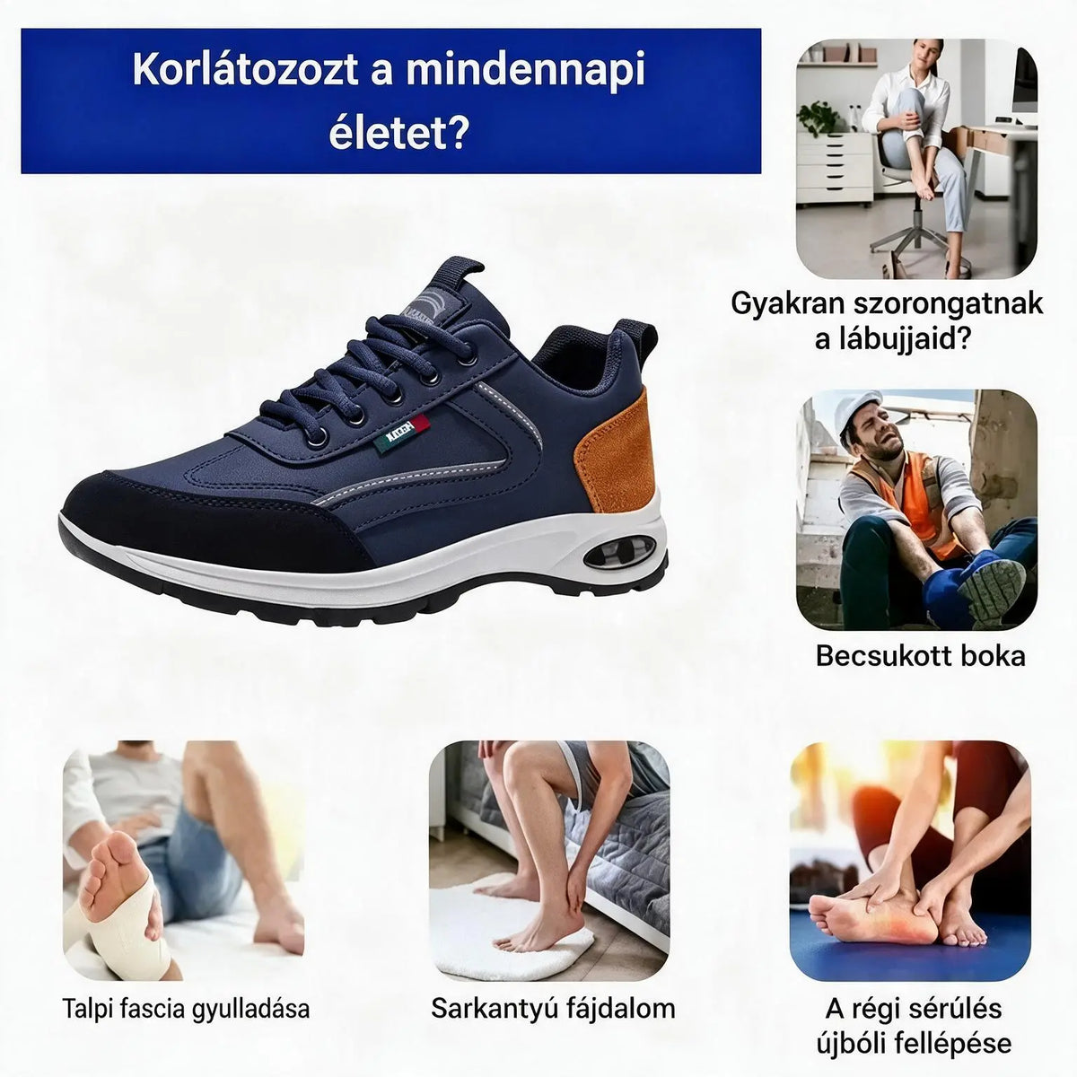 Utolsó nap! 55% kedvezmény! Ortopéd cipő, amelyet kifejezetten lábproblémákkal küzdők számára terveztek, a lábboltozat megfelelő alátámasztásáért és a hát-, ízületi és lábfájdalmak enyhítéséért.